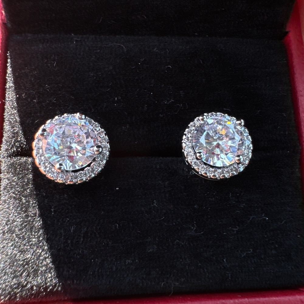 Silver Lab Created Earrings